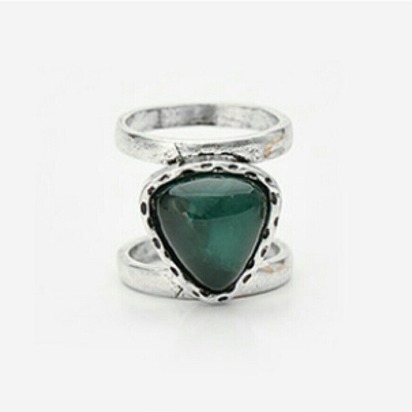 ππHPπLAST ONE! Stone midi ring silver /emerald - Picture 2 of 8